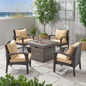Outdoor 4 Club Chair Chat Set with Fire Pit - NH949903 clothes rack, garment rack