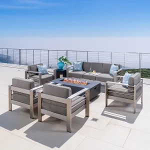 Outdoor 4 Pc Club Chair Set w/ 3 Seat Loveseat & Firepit - NH194003 serving bowl, serving dish