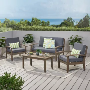 Outdoor 4-Piece Acacia Wood Chat Set - NH484503 cushion cover, soft furnishing