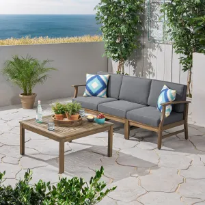 Outdoor 4 Piece Acacia Wood Sofa and Coffee Table Set - NH813803 patio chairs, outdoor seating