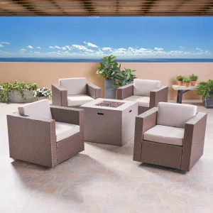 Outdoor 4 Piece Club Chair Set with Square Fire Pit - NH582503 clothes rack, garment rack