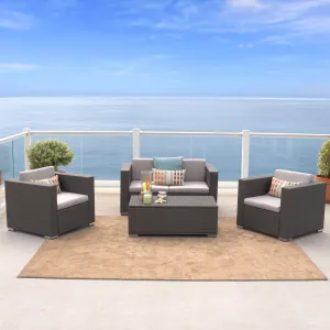 Outdoor 4-Piece Grey Wicker Sofa Set - NH015592 patio chairs, outdoor seating
