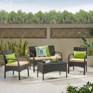 Outdoor 4-Piece Multi Brown Wicker Chat Set - NH473692 patio chairs, outdoor seating