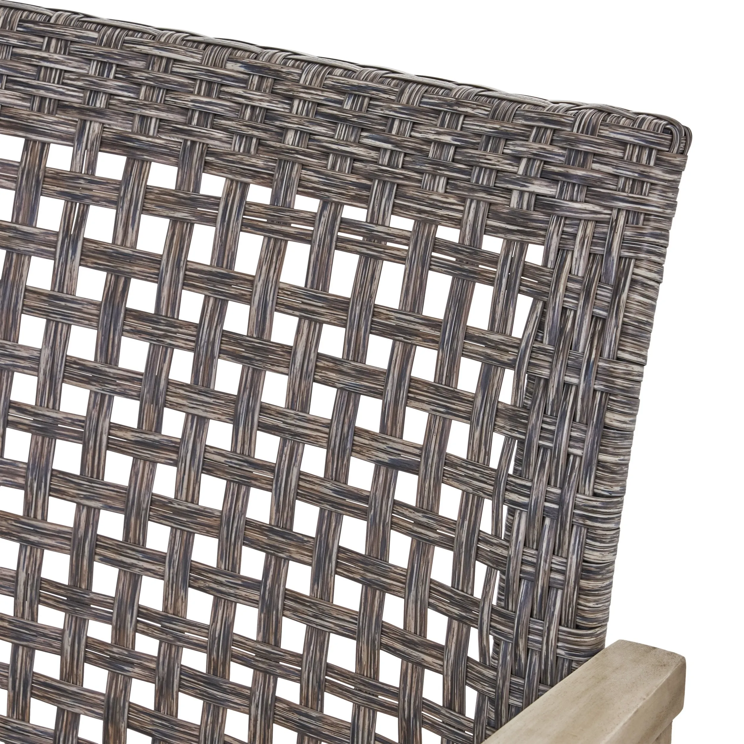 Outdoor 4 Piece Wood and Wicker Club Chair Set with Fire Pit - NH818703