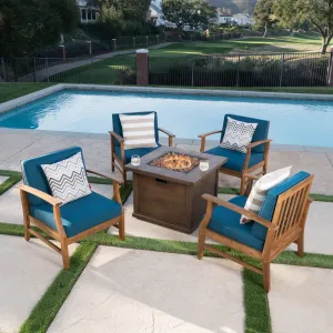 Outdoor 4 Seat Teak Finished Acacia Wood Club Chairs Fire Pit Chat Set - NH537303 clothes rack, garment rack