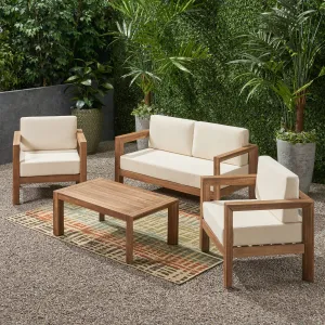 Outdoor 4 Seater Acacia Wood Chat Set - NH437903 cushion cover, soft furnishing
