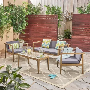 Outdoor 4-Seater Acacia Wood Chat Set with Coffee Table - NH554603 cushion cover, soft furnishing