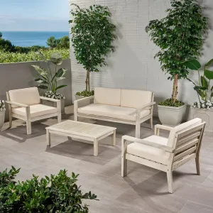 Outdoor 4 Seater Acacia Wood Chat Set with Cushions - NH802013 patio chairs, outdoor seating