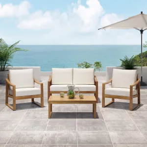 Outdoor 4 Seater Acacia Wood Chat Set with Water Resistant Cushions - NH359213 clothes rack, garment rack