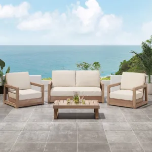 Outdoor 4 Seater Acacia Wood Chat Set with Water Resistant Cushions - NH729213 patio chairs, outdoor seating