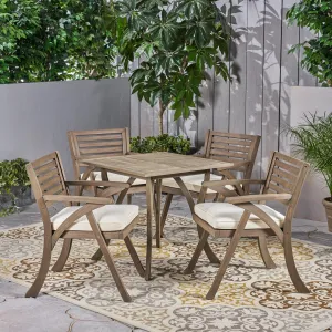 Outdoor 4-Seater Acacia Wood Dining Set with Square Table - NH867503 patio chairs, outdoor seating