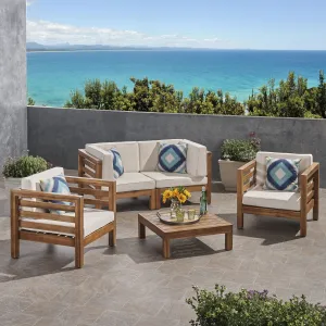 Outdoor 4 Seater Acacia Wood Loveseat Chat Set - NH454803 cushion cover, soft furnishing