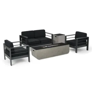 Outdoor 4 Seater Aluminum Chat Set with Fire Pit - NH126213 patio chairs, outdoor seating