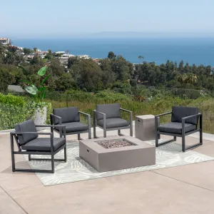 Outdoor 4-Seater Aluminum Chat Set with Fire Pit - NH409503 clothes rack, garment rack