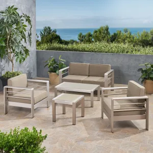 Outdoor 4 Seater Aluminum Chat Set with Side Table - NH165903 patio chairs, outdoor seating