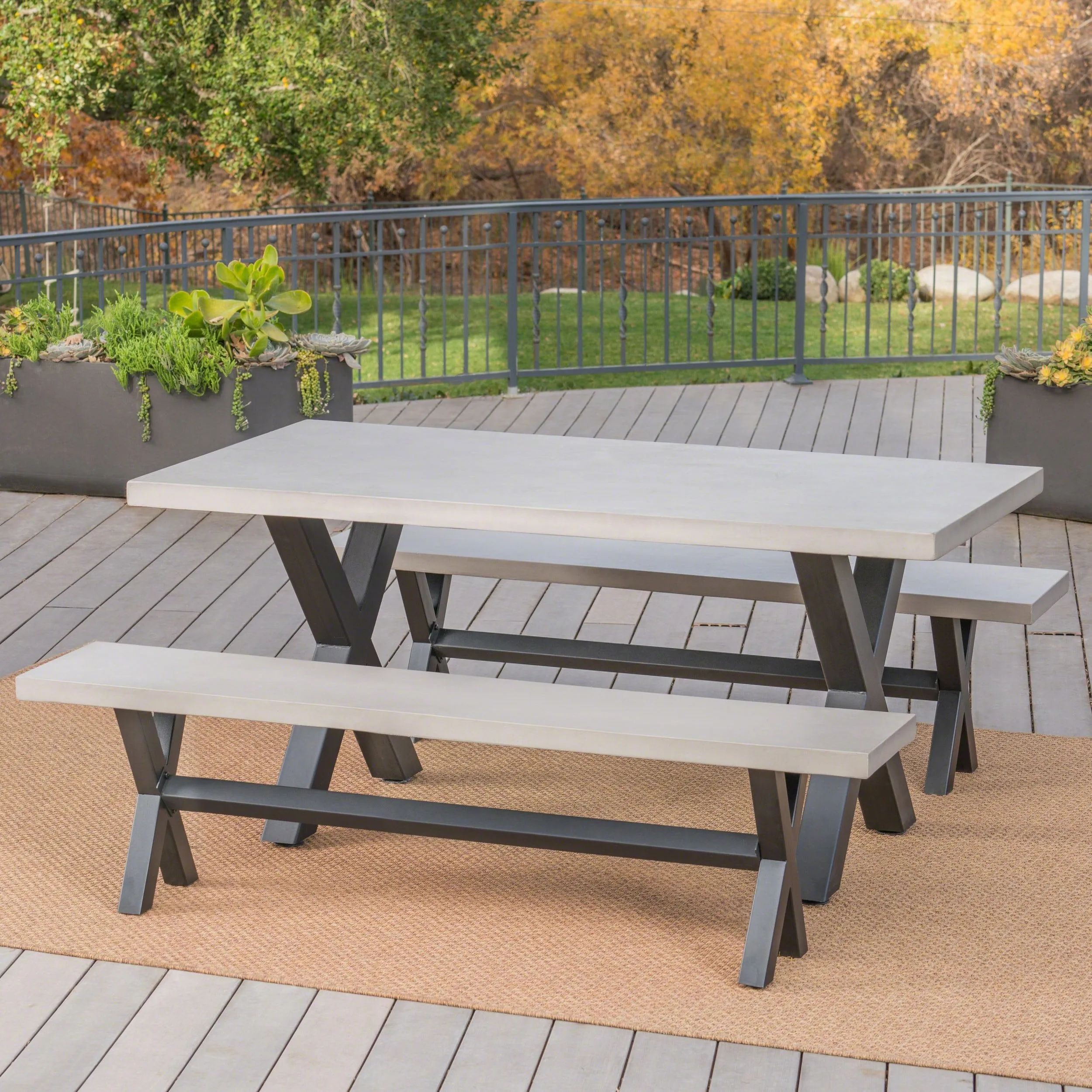 Outdoor 4 Seater Bench Dining Set - NH583303 patio chairs, outdoor seating