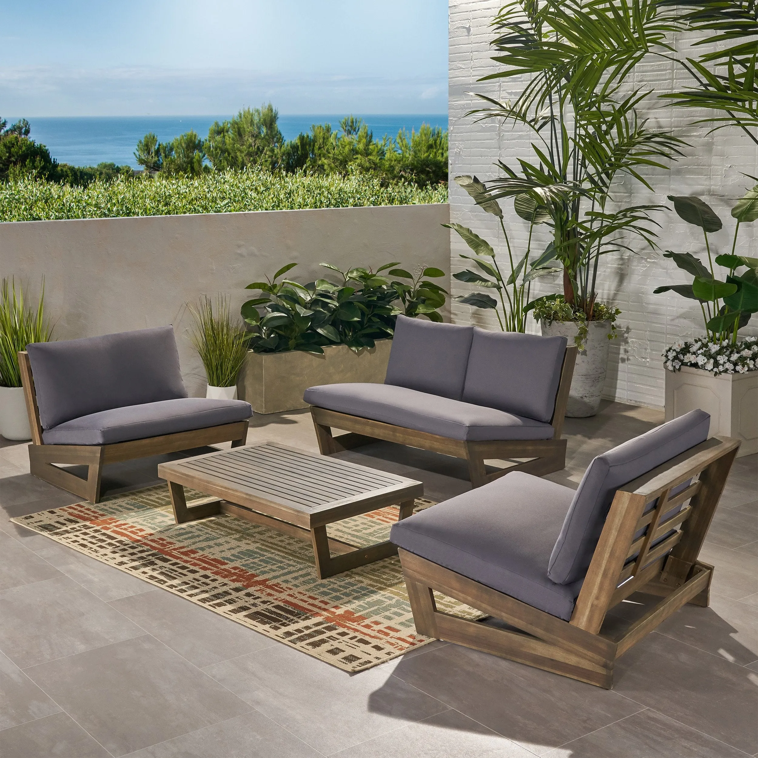 Outdoor 4 Seater Chat Set with Coffee Table - NH790013 cushion cover, soft furnishing