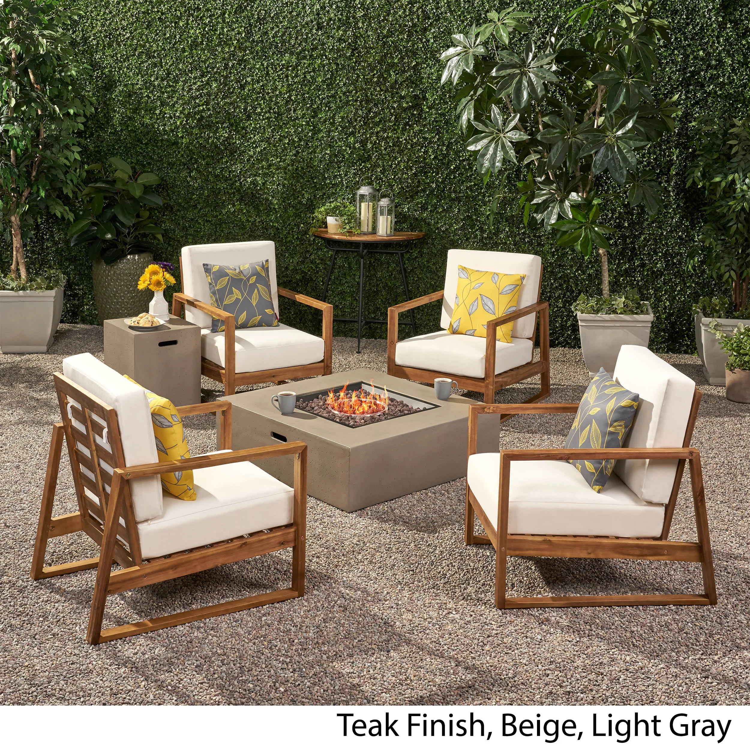 Outdoor 4 Seater Chat Set with Fire Pit - NH273013
