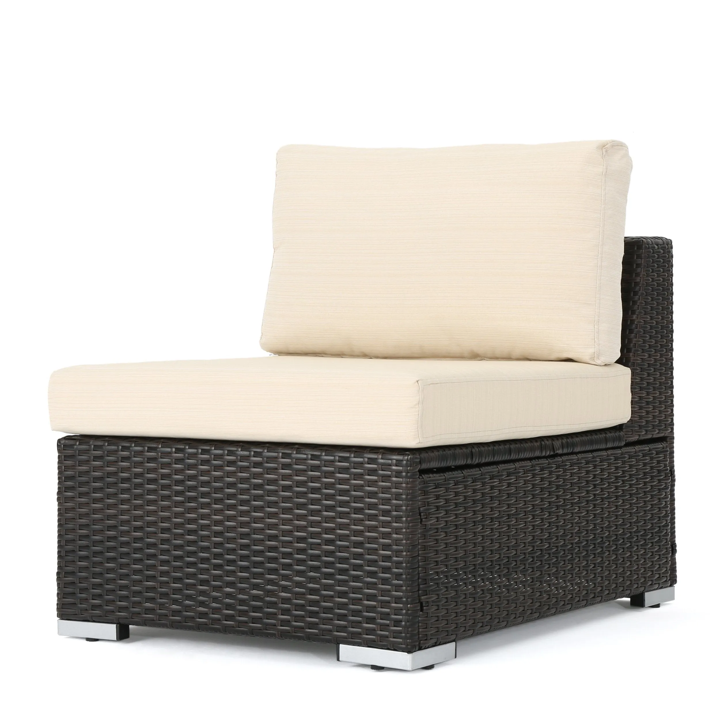 Outdoor 4 Seater V Shaped Storage Sectional Sofa Set with Ottomans - NH169903