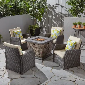 Outdoor 4 Seater Wicker Chat Set with Fire Pit - NH095603 clothes rack, garment rack