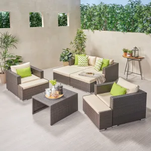 Outdoor 4 Seater Wicker Chat Set with Ottomans - NH369903 patio chairs, outdoor seating