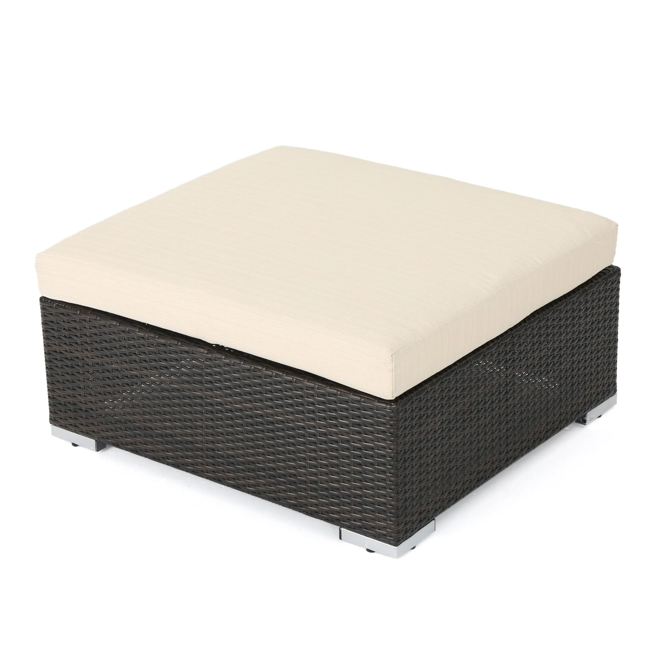 Outdoor 4 Seater Wicker Chat Set with Ottomans - NH369903