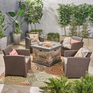 Outdoor 4-Seater Wicker Print Club Chair Chat Set with Fire Pit - NH513603 clothes rack, garment rack