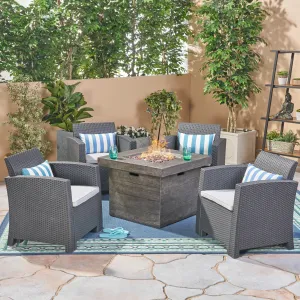 Outdoor 4-Seater Wicker Print Club Chair Chat Set with Fire Pit - NH523603 clothes rack, garment rack