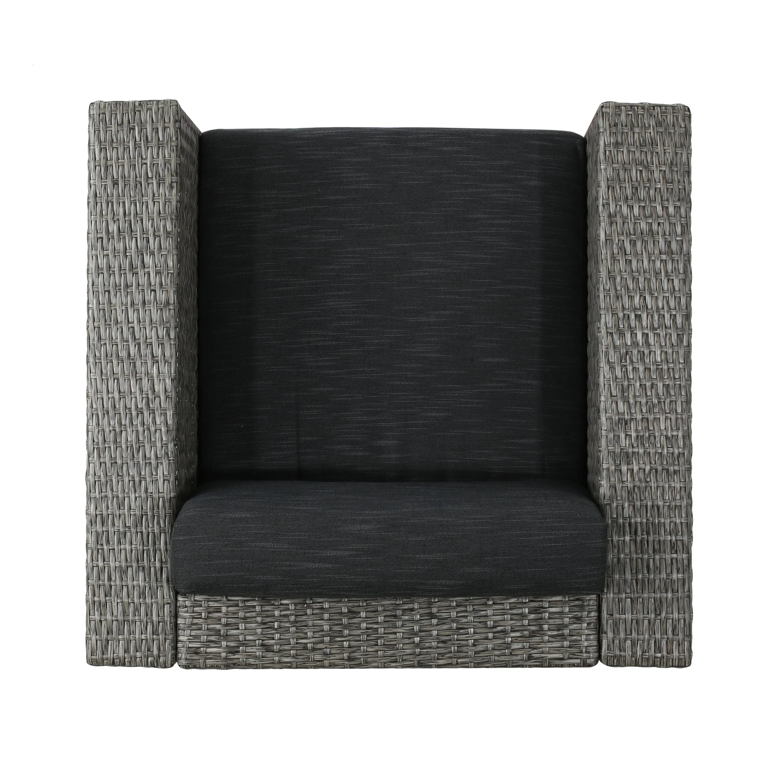 Outdoor 4 Seater Wicker Swivel Chair and Fire Pit Set - NH169213