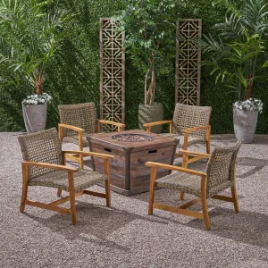 Outdoor 4-Seater Wood and Wicker Club Chair Set with Fire Pit - NH028703 clothes rack, garment rack