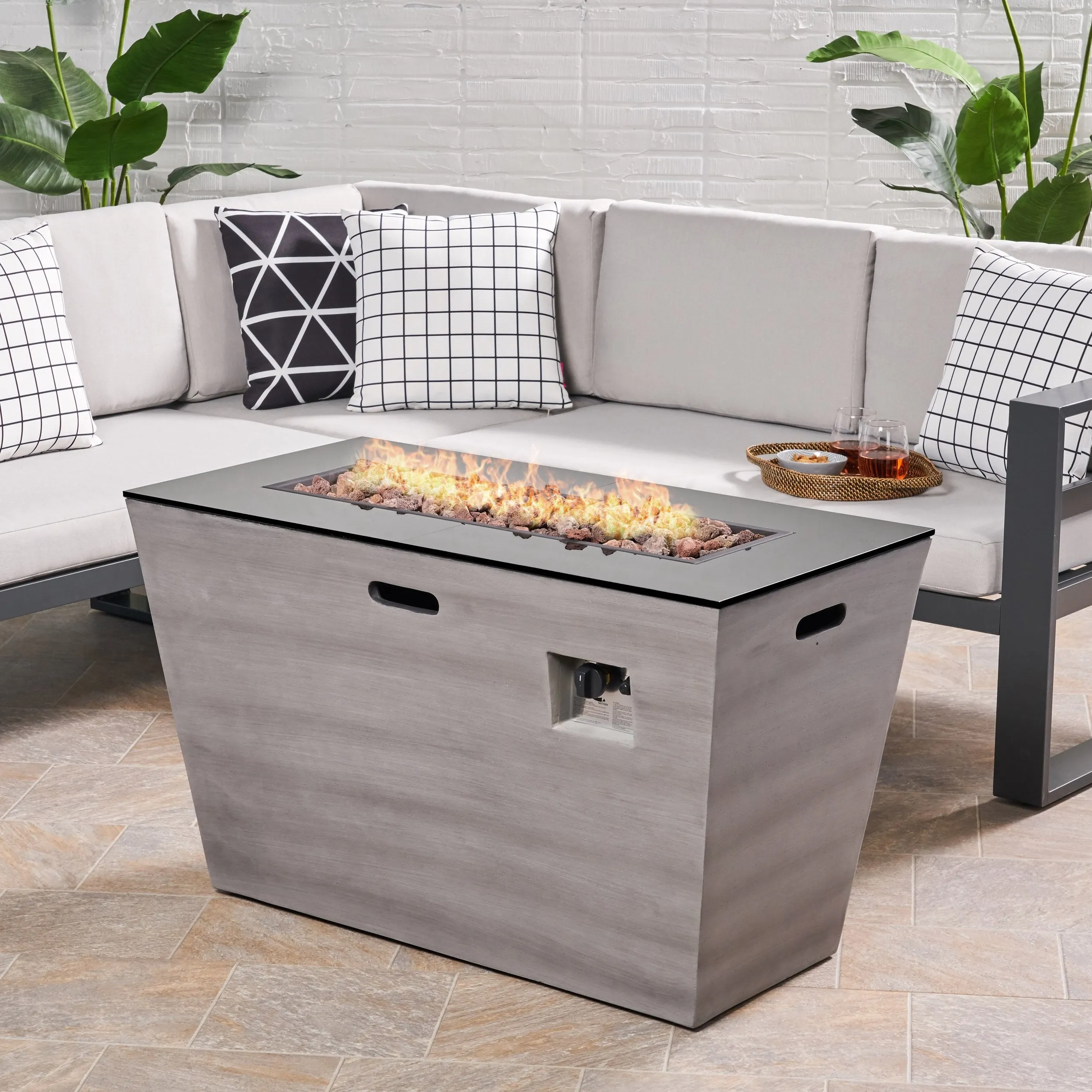 Outdoor 40-Inch Rectangular Fire Pit - NH854113 patio chairs, outdoor seating