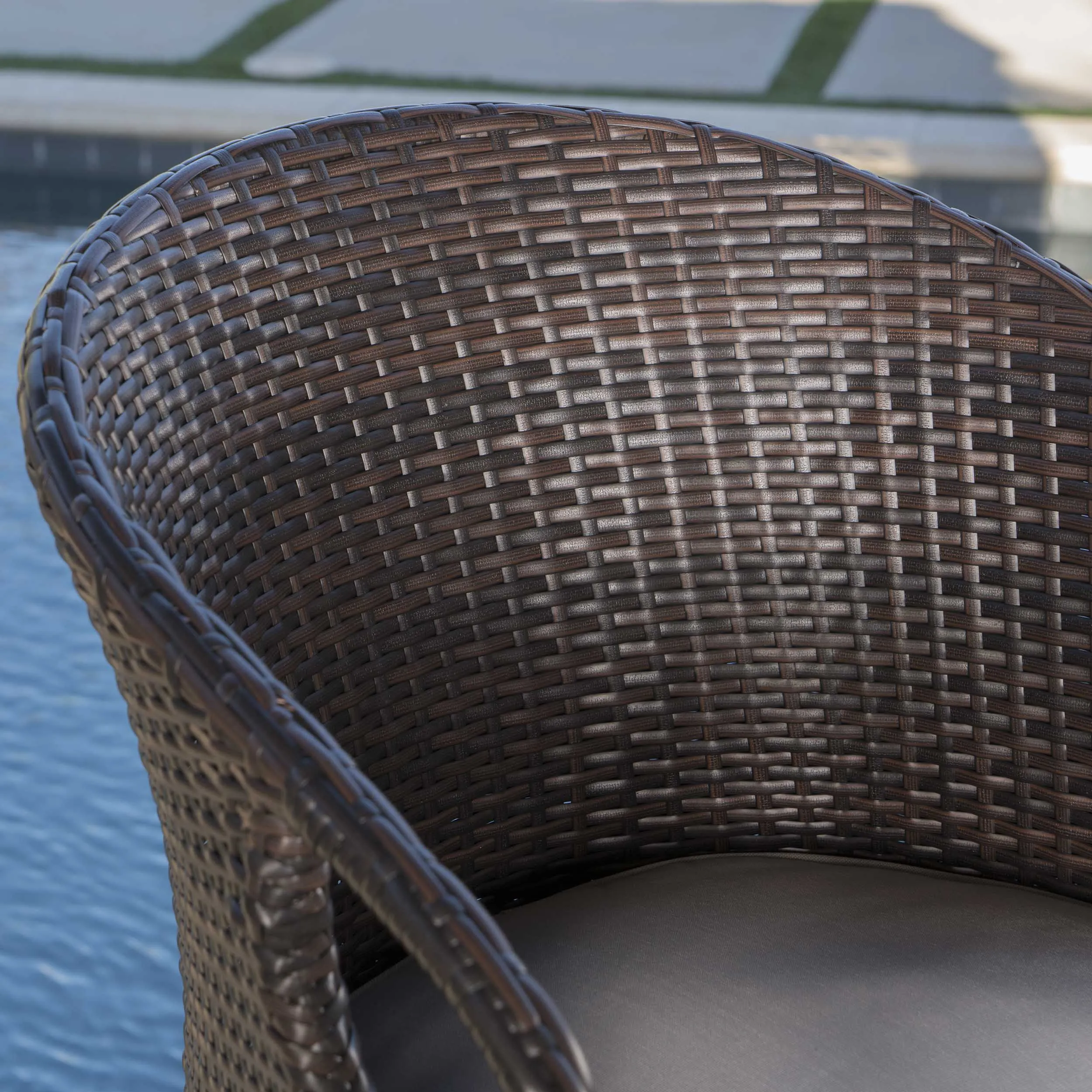 Outdoor 5 Piece 41 Inch Multi-brown Wicker Square Bar Set - NH618203