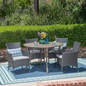 Outdoor 5 Piece Acacia Wood and Wicker Dining Set - NH910503 patio chairs, outdoor seating