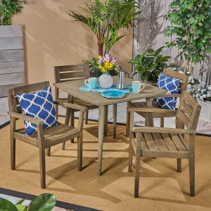Outdoor 5 Piece Acacia Wood Dining Set wit Straight Legged Dining Table - NH485503 patio chairs, outdoor seating