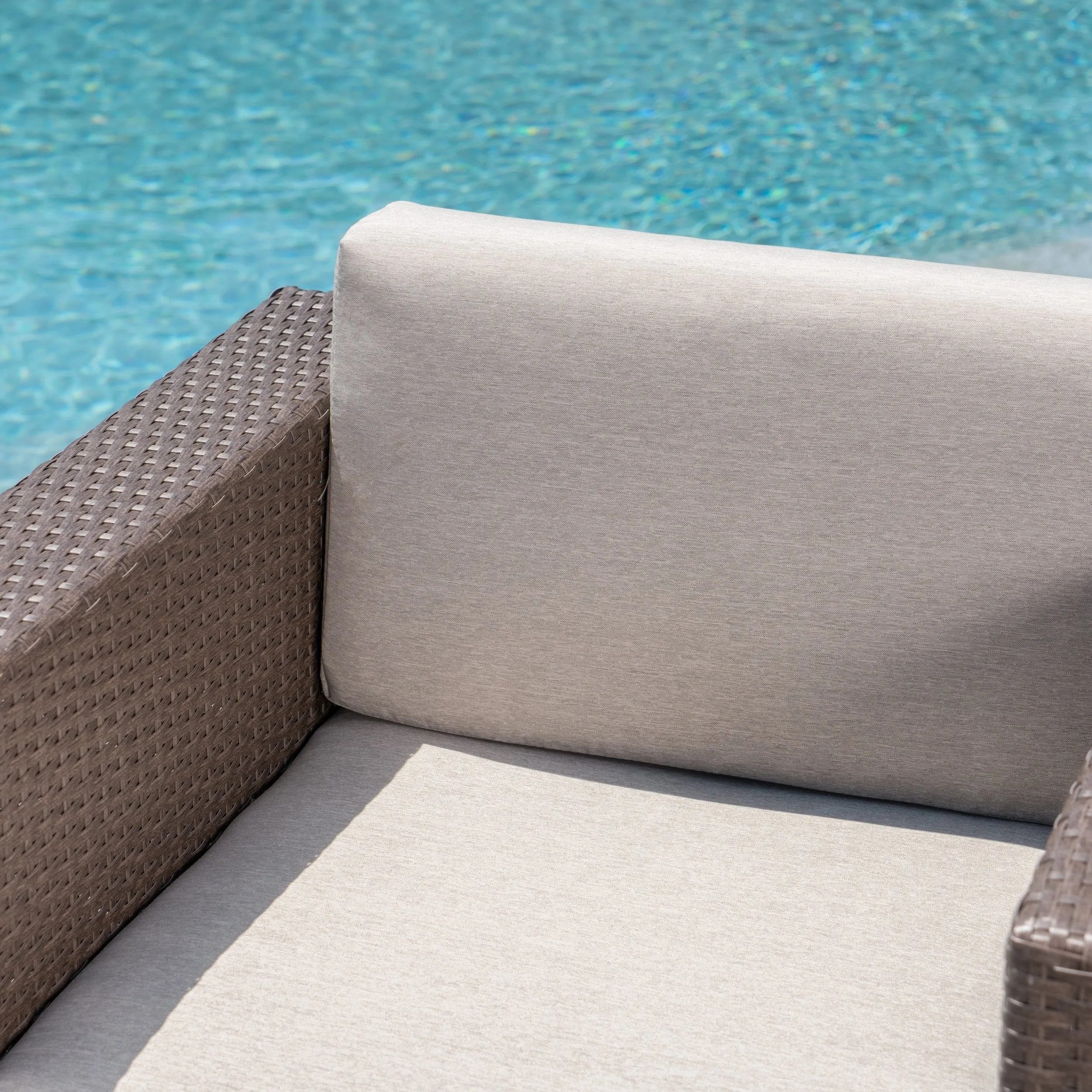 Outdoor 5 Piece Chat Set with Brown Wicker Club Chairs and Fire Pit - NH552203