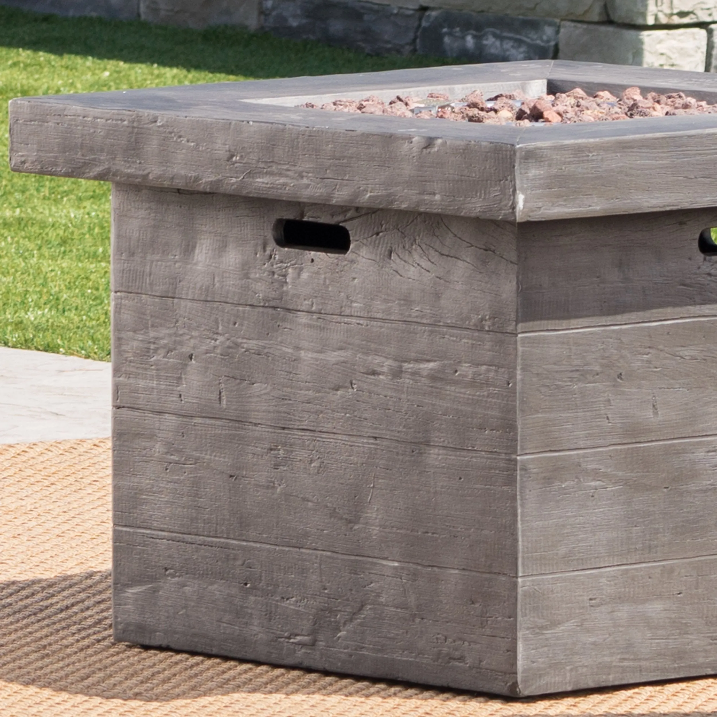 Outdoor 5 Piece Chat Set with Dark Brown Chairs with Fire Pit - NH352203