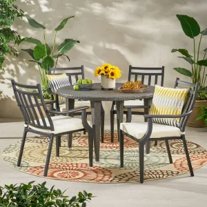 Outdoor 5 Piece Dining Set with Wicker Table - NH078113 patio chairs, outdoor seating