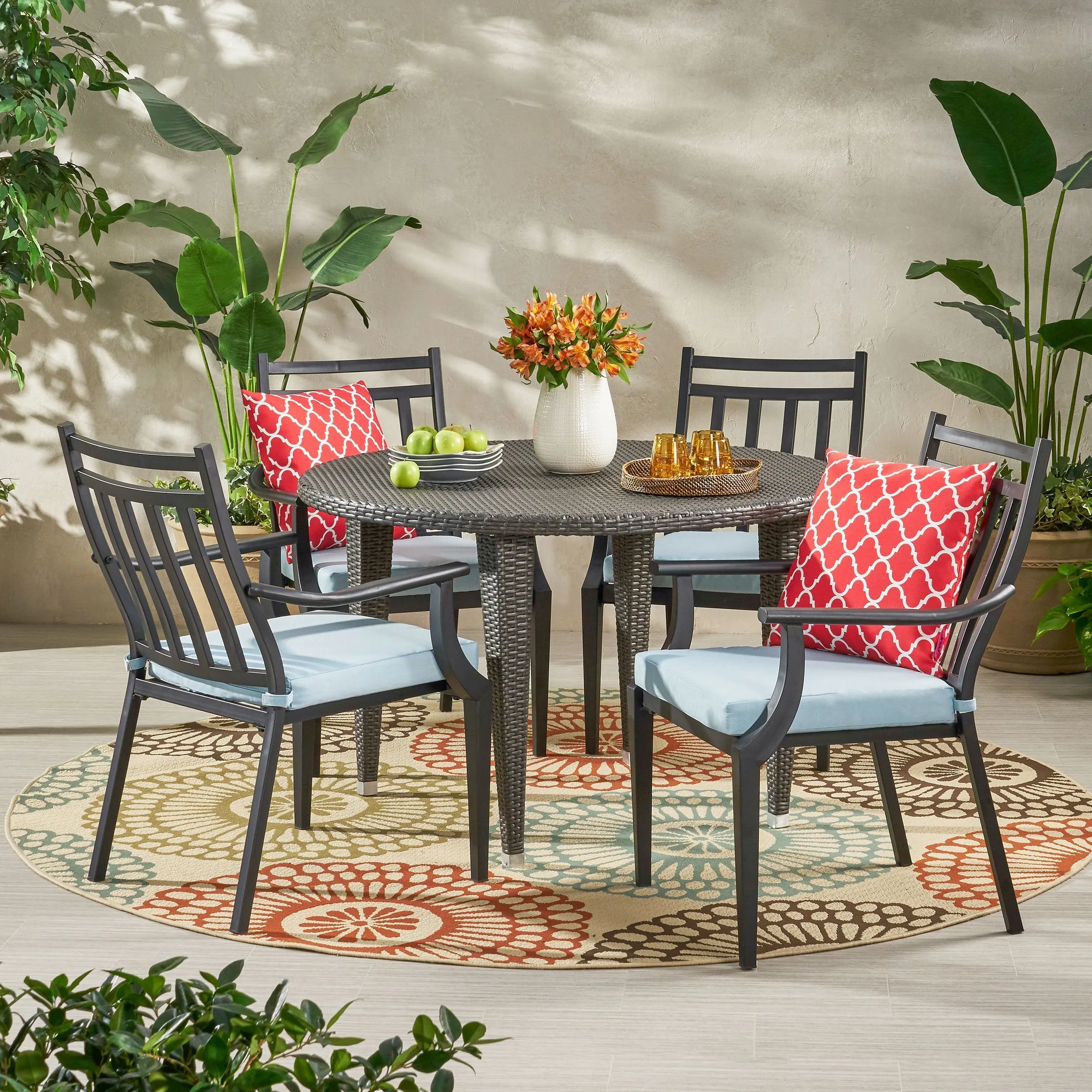 Outdoor 5 Piece Dining Set with Wicker Table - NH078113
