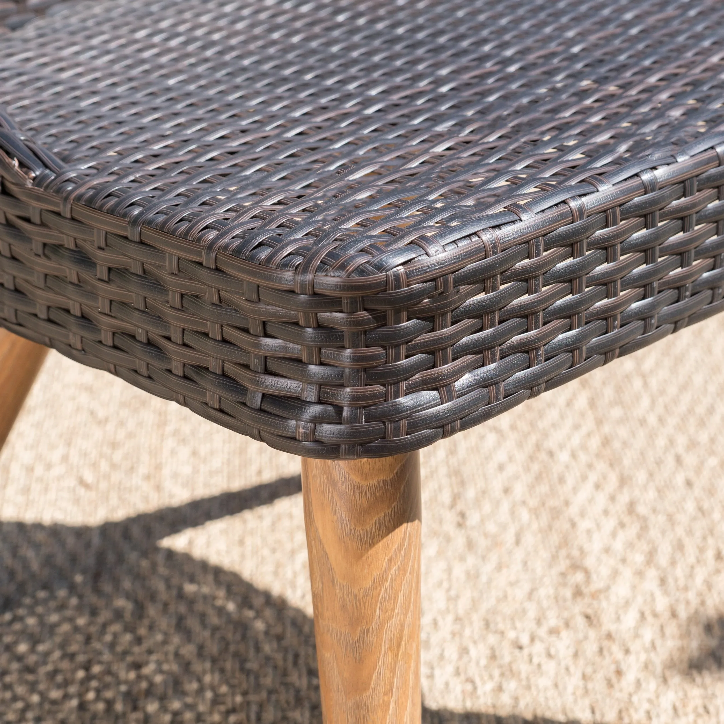Outdoor 5 Piece Multi-brown Wicker Dining Set with Table and Chairs - NH110203