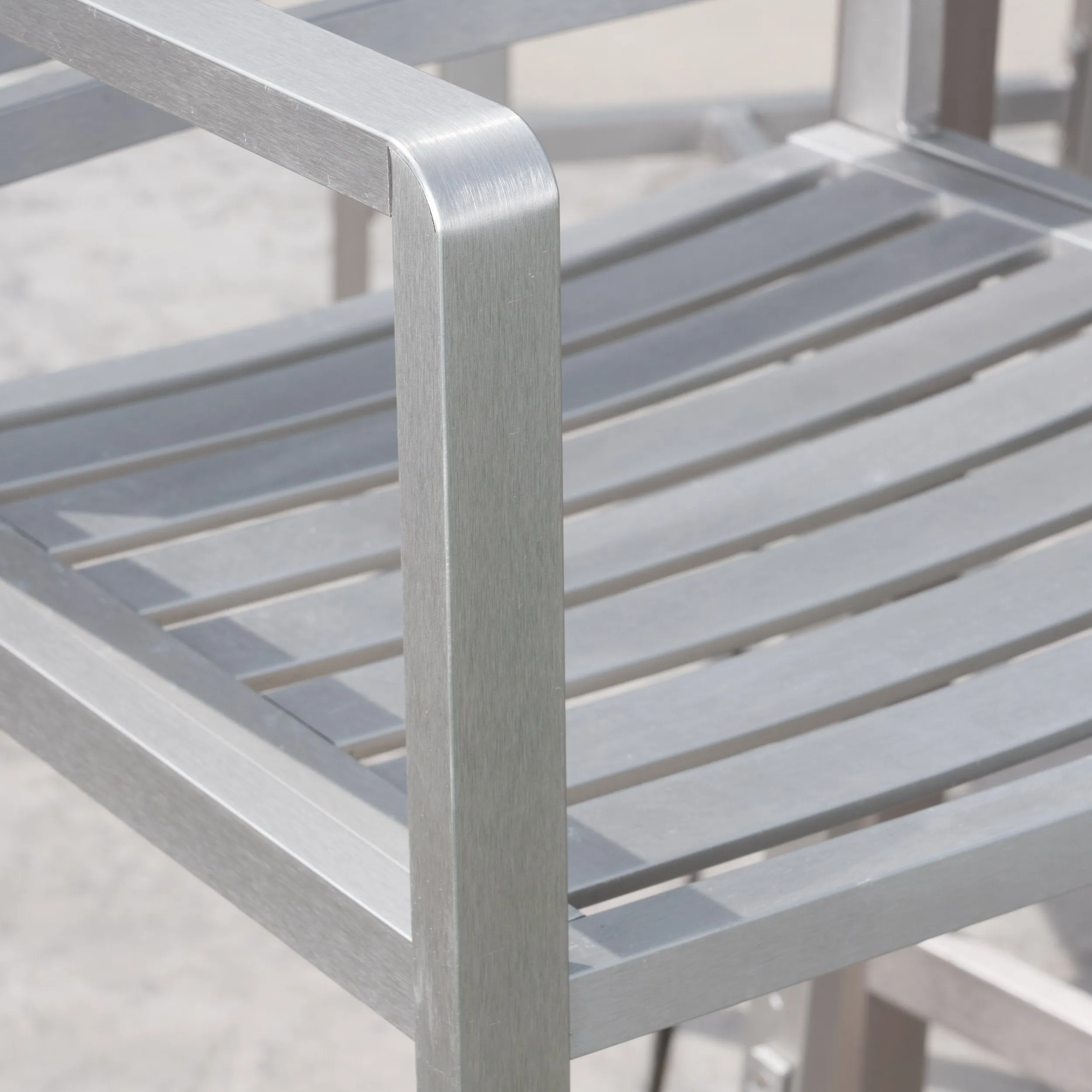 Outdoor 5 Piece Silver Rust-Proof Aluminum Bar Set with Grey Tempered Glass Top Bar Table - NH562403