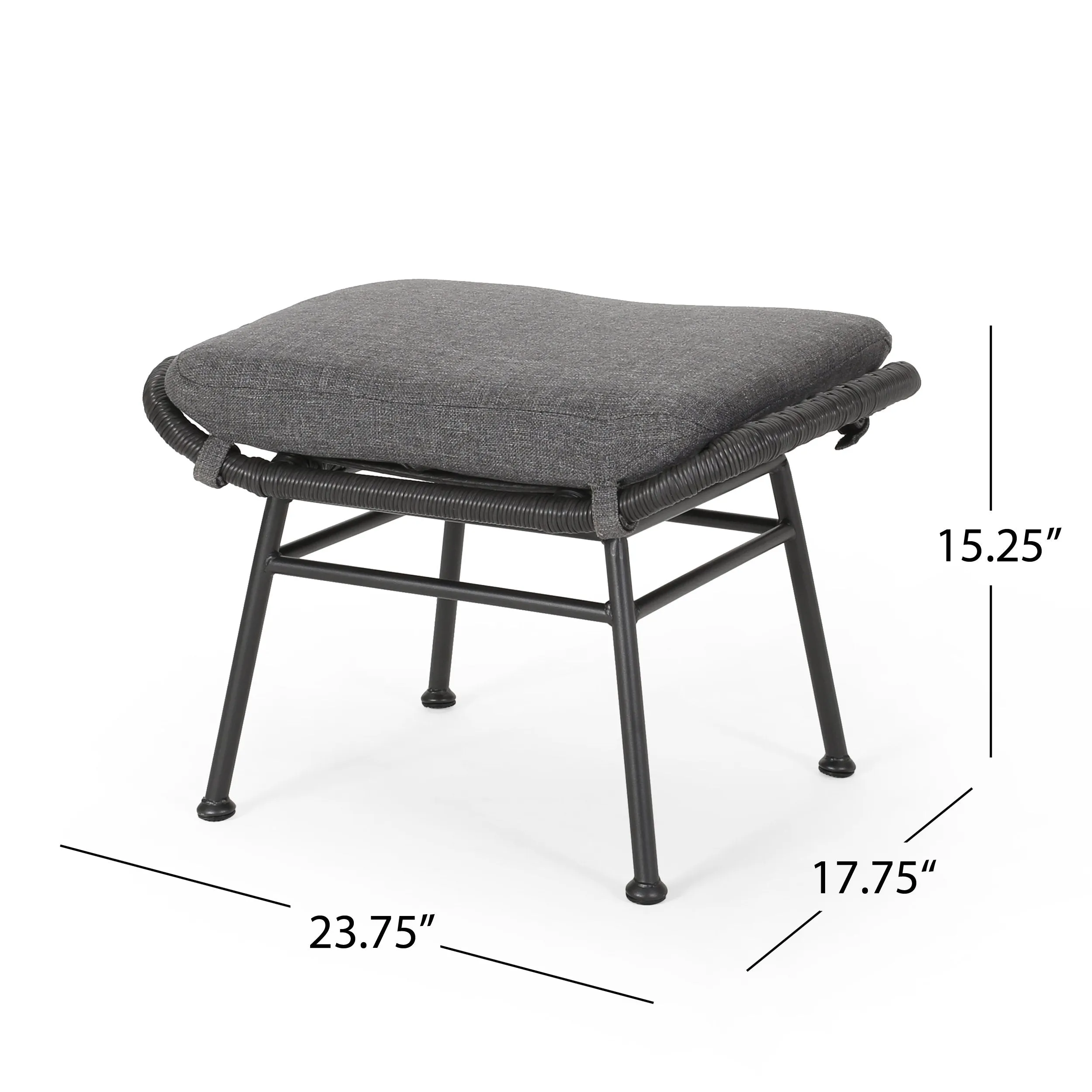 Outdoor 5 Piece Wicker Chat Set with Ottomans - NH190013