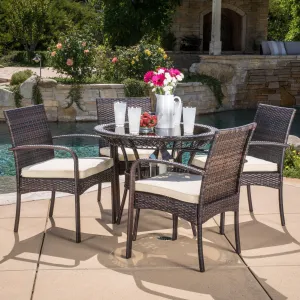 Outdoor 5-piece Wicker Dining Set with Cushions - NH168592 patio chairs, outdoor seating