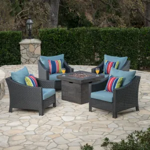 Outdoor 5 Piece Wicker Water Resistant Cushion Chat Set with Fire Pit - NH053303 clothes rack, garment rack