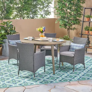 Outdoor 5 Piece Wood and Wicker Dining Set - NH162503 patio chairs, outdoor seating