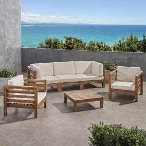 Outdoor 5 Seater Acacia Wood Sofa Chat Set - NH954803 cushion cover, soft furnishing