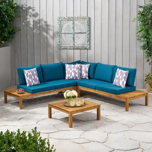 Outdoor 5 Seater V Shaped Acacia Wood Sectional Sofa Set with Cushions - NH623013 serving bowl, serving dish