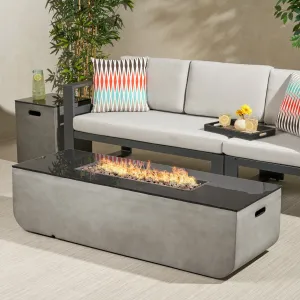 Outdoor 56-Inch Rectangular Fire Pit with Tank Holder - NH464113 floor chair, tatami chair
