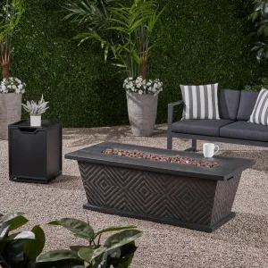 Outdoor 56" Rectangular Light Weight Concrete Fire Pit - 50000 Btu - NH038703 floor chair, tatami chair