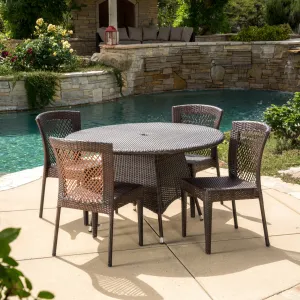 Outdoor 5pc Multibrown Wicker Dining Set - NH118592 patio chairs, outdoor seating