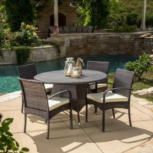 Outdoor 5pc Multibrown Wicker Dining Set - NH458592 patio chairs, outdoor seating